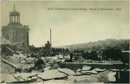 Postcard of the Hamilton, OH, bridge in 1913