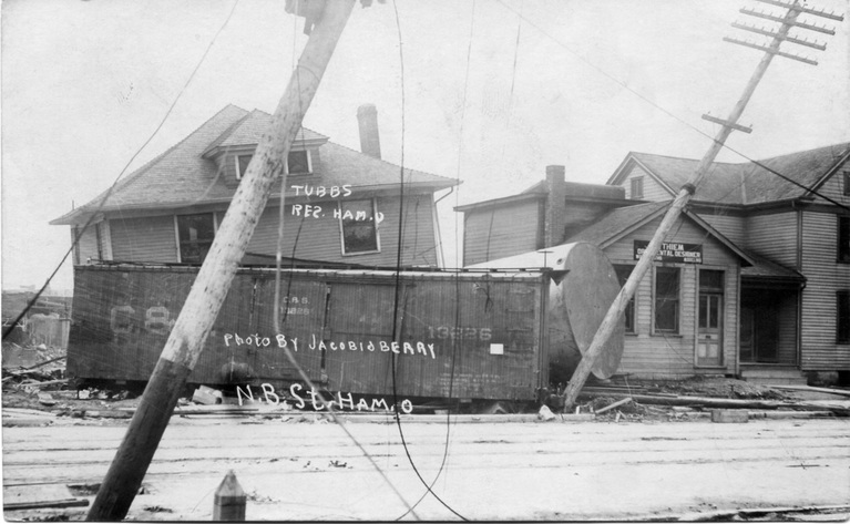 1913 photo of Thiem's studio after the Miami River flood