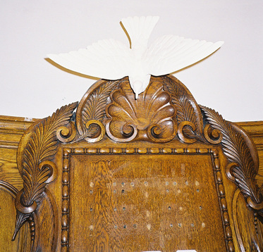 Detail of oak hymn board